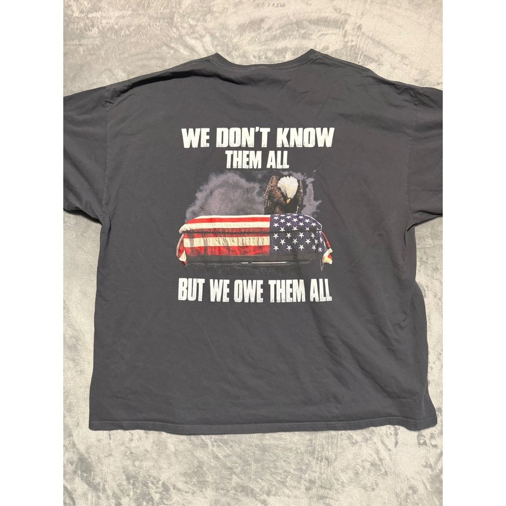 Fruit of the Loom Graphic Tee Men 3XL gray We Owe Them All Fallen Soldier Shirt